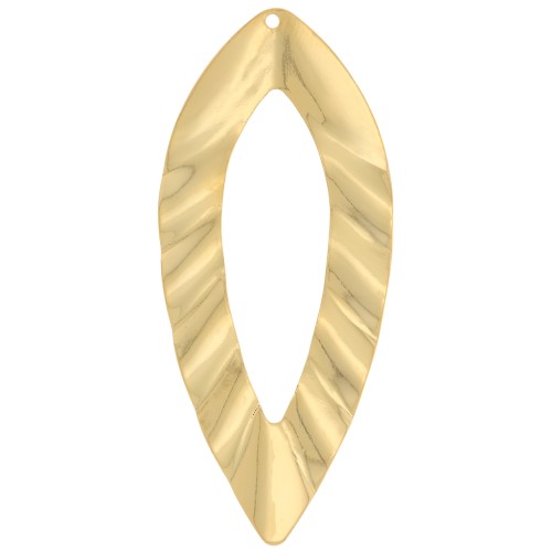 Pendente foglia cava con effetto plissettato 47x21 mm - Dorato in oro fino x1