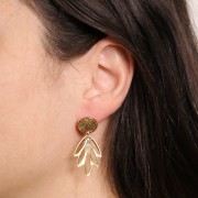 Pendente forma di foglia traforata 25x17,5 mm - Dorato in oro fino x1