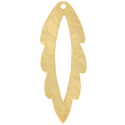 Pendente forma di foglia cava martellata 35x13 mm - Dorato in oro fino x1
