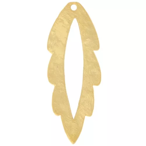 Pendente forma di foglia cava martellata 35x13 mm - Dorato in oro fino x1