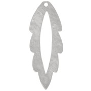 Pendente a forma di foglia cava martellata 35x13 mm - Rodio x1