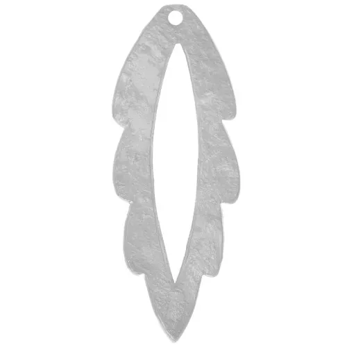 Pendente a forma di foglia cava martellata 35x13 mm - Rodio x1