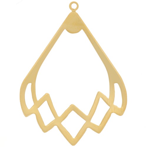 Pendente a goccia cava di design 30x22 mm - Dorato in oro fino x1