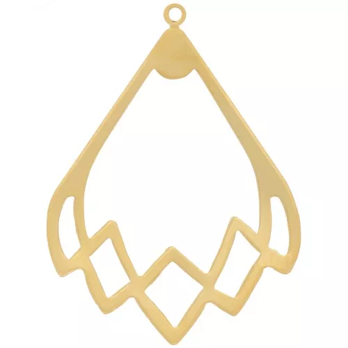 Pendente a goccia cava di design 30x22 mm - Dorato in oro fino x1