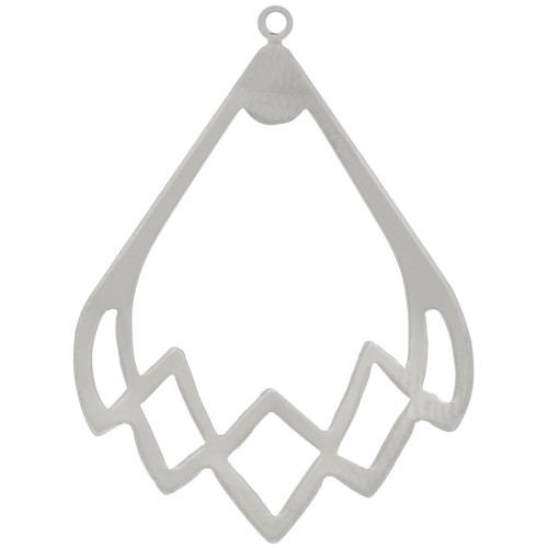 Pendente goccia cava 30x22 mm - Rodio x1