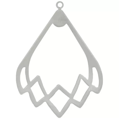 Pendente goccia cava 30x22 mm - Rodio x1
