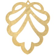 Pendente a forma di foglia traforata 27x22,5 mm - Dorato in oro fino x1