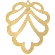 Pendente a forma di foglia traforata 27x22,5 mm - Dorato in oro fino x1