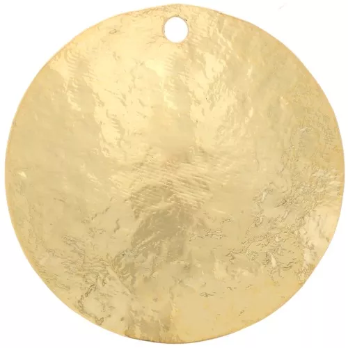 Pendente rotondo testurizzato 20 mm -Dorato in oro fino x1