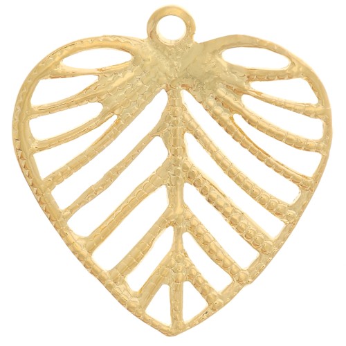 Pendente a cuore traforato 17,5x16,5 mm - Dorato in oro fino x1