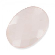 Cabochon ovale sfaccettato mm. 18x13 Quartzo Rosa|raw }}