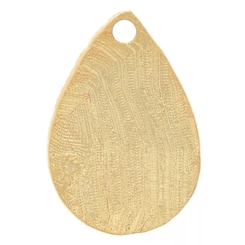 Ciondolo goccia testurizzato 13x9 mm - Dorato in oro fino x1