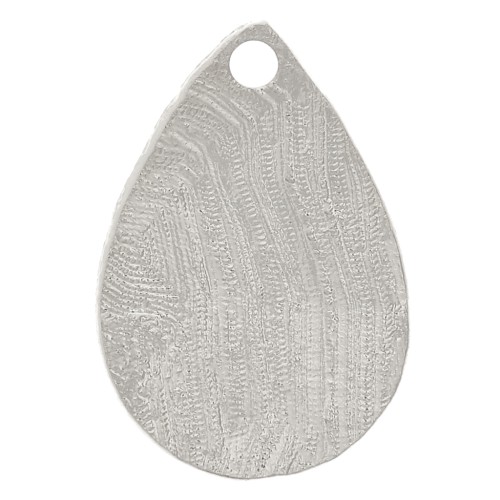 Ciondolo goccia testurizzato 13x9 mm - Rodio x1