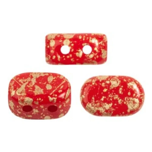 Perle in vetro Lipsi® di Puca® 4x6 mm - Opaque Red Coral Gold Splash x10g
