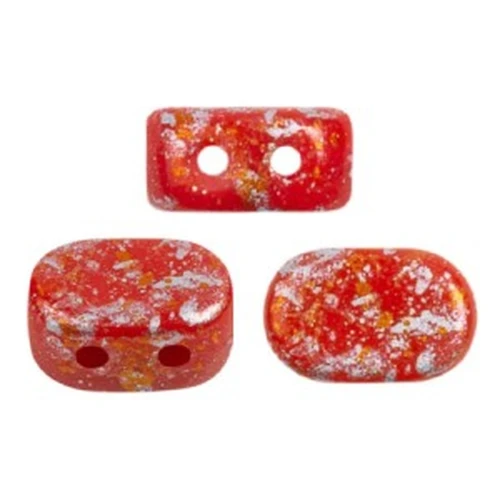 Perle in vetro Lipsi® di Puca® 4x6 mm - Opaque Red Coral Tweedy x10g
