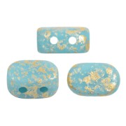 Perle in vetro Lipsi® di Puca® 4x6 mm - Opaque Aqua Gold Splash Mat x10g|raw }}