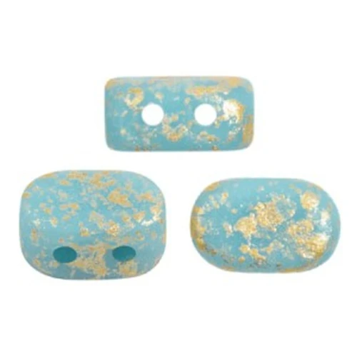 Perle in vetro Lipsi® di Puca® 4x6 mm - Opaque Aqua Gold Splash Mat x10g