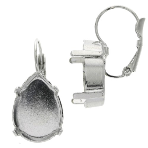 Orecchini con ganci chiusi castone 4320 mm. 18x13 rodiato x2