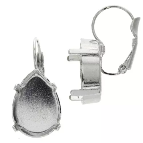 Orecchini con ganci chiusi castone 4320 mm. 18x13 rodiato x2