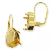 Orecchini con ganci chiusi castone 4320 mm. 14X10 dorato x2