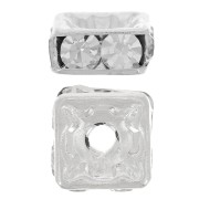 Perla rondella Strass quadrata mm. 8 Crystal Argento  x1|raw }}