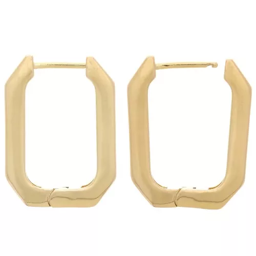 Orecchini ottagonali allungati 25x18 mm - Placcato oro 3 micron x2