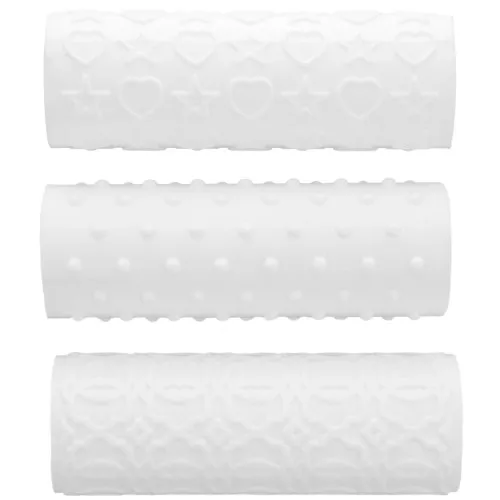 Set di 3 rulli in plastica 100x34 mm per pasta polimerica - Bianco