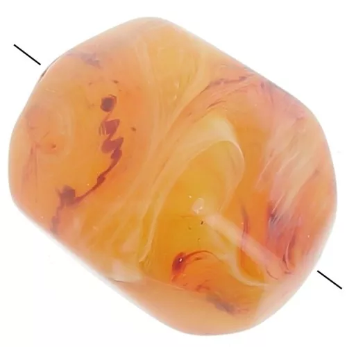 Perla barocca irregolare in resina traslucida 22x17 mm - Albicocca marmorizzata x1