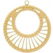 Pendenti rotondi traforati 30 mm effetto intrecciato - Acciaio inox304L dorato x2