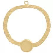 Pendenti irregolari 35 mm cabochon piatto 8mm Acciaio inox 316L dorato x2