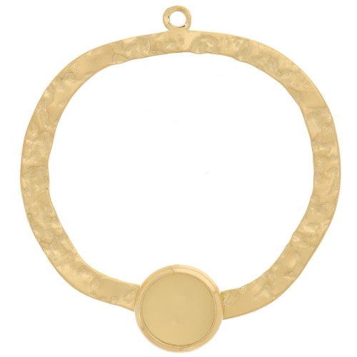 Ciondoli irregolari martellati 35 mm - cabochon piatto 8 mm Acciaio inossidabile 304, placcato oro x2