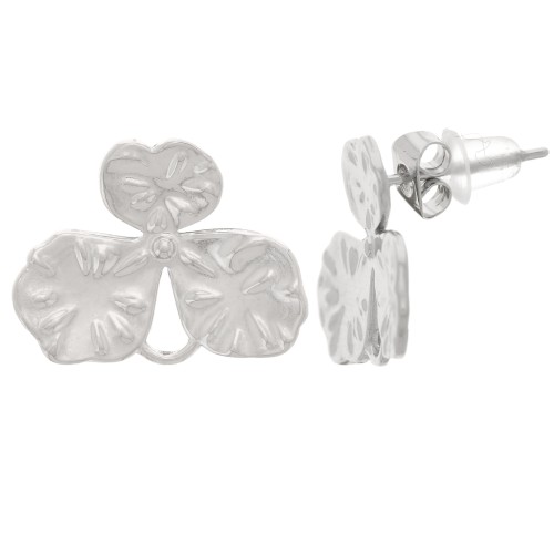 Orecchini fiore testurizzate 14x18 mm - acciaio inox 304L x2