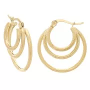 Orecchini a 3 fili in acciaio inossidabile 316L dorato 25 mm x 2