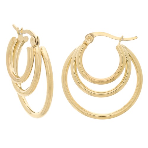 Orecchini a 3 fili in acciaio inossidabile 316L dorato 25 mm x 2