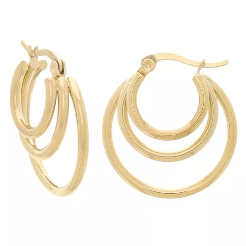 Orecchini a 3 fili in acciaio inossidabile 316L dorato 25 mm x 2