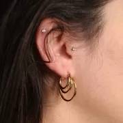 Orecchini a 3 fili in acciaio inossidabile 316L dorato 25 mm x 2