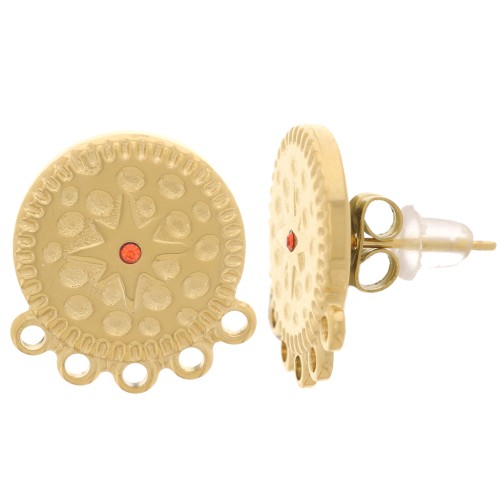 Orecchini perno da 15 mm - Acciaio inossidabile dorato 304L x2