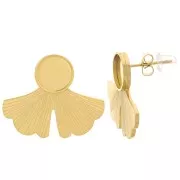 Orecchini Ginkgo 20x24 mm per cabochon da 8 mm Acciaio inox do 316L dorato x2