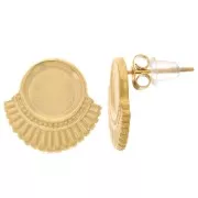 Orecchini perno etnici da 15 mm per cabochon da 8 mm - Acciaio inossidabile 316L Dorato x2