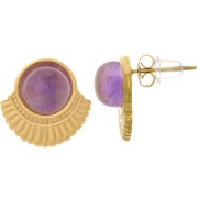 Orecchini perno etnici da 15 mm per cabochon da 8 mm - Acciaio inossidabile 316L Dorato x2