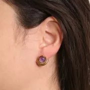 Orecchini perno etnici da 15 mm per cabochon da 8 mm - Acciaio inossidabile 316L Dorato x2