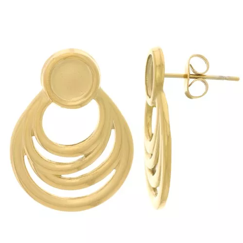Orecchini a goccia 24x18 mm per cabochon da 6 mm - Acciaio inox dorato 304L x2