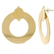 Orecchini a cerchio 40 mm per cabochon 14x10 mm - Acciaio inox 316L dorato x2