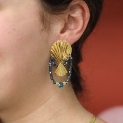 Orecchini a conchiglia da 23 mm con 5 fori - Acciaio inossidabile 304 Gold x2