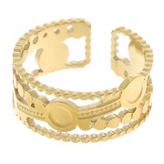Ampio anello regolabile da T54 a T56 per cabochon da 3mm Acciaio inox 304L dorato|raw }}