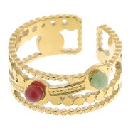 Ampio anello regolabile da T54 a T56 per cabochon da 3mm Acciaio inox 304L dorato