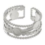 Anello largo regolabile da T54 a T56 per cabochon da 3 mm - Acciaio inox 304L x1|raw }}