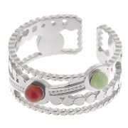 Anello largo regolabile da T54 a T56 per cabochon da 3 mm - Acciaio inox 304L x1