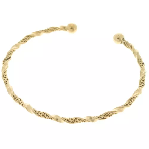Bracciale bangle effetto ritorto - regolabile 3x190 mm Acciaio inox dorato 304L x1