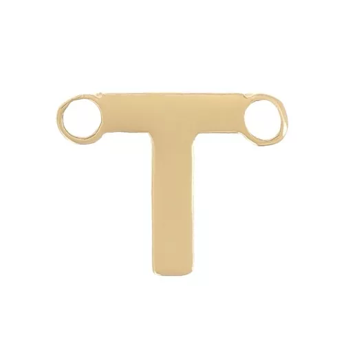 Distanziatore per lettere dell'alfabeto 6x7 mm - T - Acciaio inox 316L dorato x1